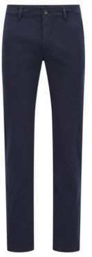 HUGO BOSS - Slim Fit Casual Chinos In Brushed Stretch Cotton - Dark Blue
