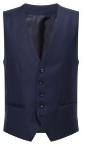 HUGO BOSS - Tailored Slim Fit Waistcoat In Virgin Wool - Dark Blue