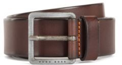 HUGO BOSS - Leather Belt With Signature Stitching - Dark Brown