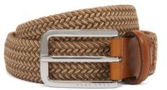 HUGO BOSS - Woven Belt With Polished Metal Hardware - Light Beige