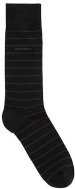 HUGO BOSS - Striped Socks In A Combed Cotton Blend With Stretch - Black