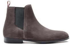 BOSS - Suede Chelsea Boots With Contrast Elastic Side Panels - Dark Grey