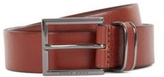 HUGO BOSS - Belt In Smooth Leather With Polished Gunmetal Keeper - Brown