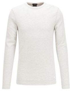 HUGO BOSS - Slim Fit T Shirt With Long Sleeves In Waffle Cotton - White