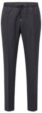 HUGO BOSS - Slim Fit Pants In Virgin Wool With Drawstring Waist - Dark Grey