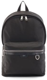 HUGO BOSS - Lightweight Backpack In Nylon Gabardine With Leather Trim - Black