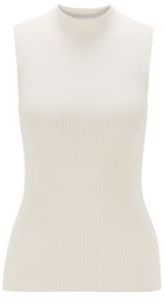 HUGO BOSS - Slim Fit Sleeveless Top In A Ribbed Knit - White