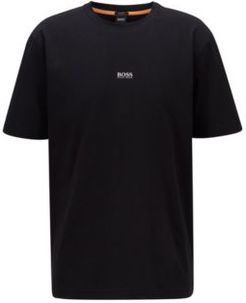 HUGO BOSS - Relaxed Fit T Shirt In Stretch Cotton With Layered Logo - Black