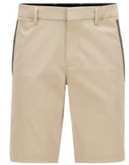 HUGO BOSS - Slim Fit Shorts In Cotton Blend Stretch Dobby - Light Beige