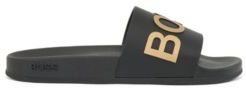 HUGO BOSS - Italian Made Slides With Logo Strap And Contoured Sole - Black