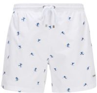 HUGO BOSS - Quick Drying Swim Shorts With Embroidered Motif - White