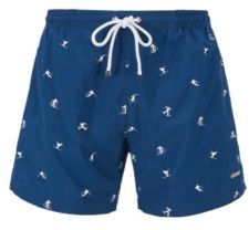 HUGO BOSS - Quick Drying Swim Shorts With Embroidered Motif - Blue