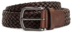 HUGO BOSS - Woven Leather Belt With Logo Stamped Keeper - Dark Brown