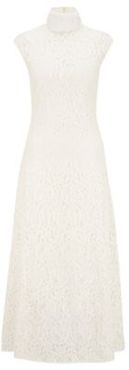 HUGO BOSS - Midi Dress In Floral Lace With Mock Neckline - White