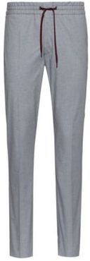 BOSS - Seersucker Tapered Fit Pants With Logo Print Drawstring - Light Grey