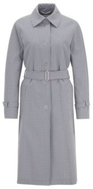 HUGO BOSS - Trench Coat In Stretch Fabric With Pepita Check - Patterned