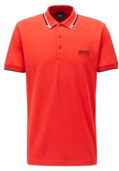 HUGO BOSS - Active Stretch Golf Polo Shirt With S.Caf - Red