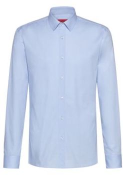 BOSS - Extra Slim Fit Shirt With Fil Fil Structure - Light Blue