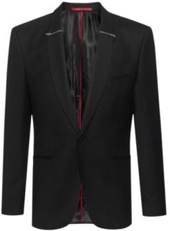 BOSS - Extra Slim Fit Evening Jacket With Zip Trimmed Lapels - Black