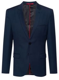 BOSS - Extra Slim Fit Jacket In A Traceable Wool Blend - Dark Blue