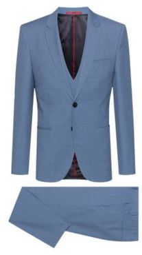 BOSS - Extra Slim Fit Three Piece Suit In Patterned Wool - Light Blue