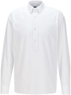 HUGO BOSS - Relaxed Fit Shirt In Italian Cotton With Polo Collar - White