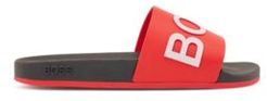 HUGO BOSS - Logo Slides With Monogram Embossed Outsole - Light Red