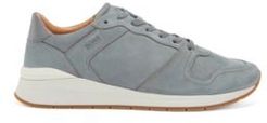 HUGO BOSS - Suede Trainers With Embossed Leather Trims - Grey