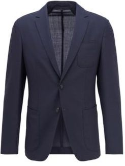HUGO BOSS - Slim Fit Jacket In Virgin Wool With Patch Chest Pocket - Dark Blue