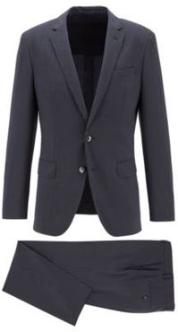 HUGO BOSS - Slim Fit Suit In Wool Blend Seersucker Fabric - Dark Blue