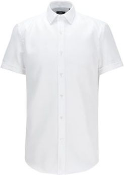 HUGO BOSS - Short Sleeved Slim Fit Shirt With Cool Comfort Finish - White