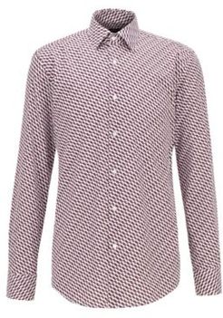 HUGO BOSS - Slim Fit Shirt In Cotton With Multi Colored Print - Purple