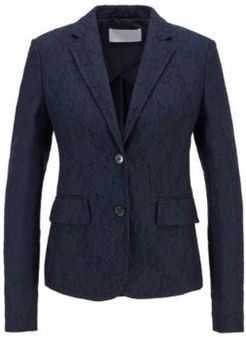 HUGO BOSS - Regular Fit Jacket In Bonded Lace - Light Blue