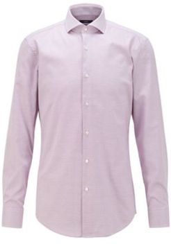HUGO BOSS - Slim Fit Shirt In Easy Iron Micro Structured Cotton - Purple