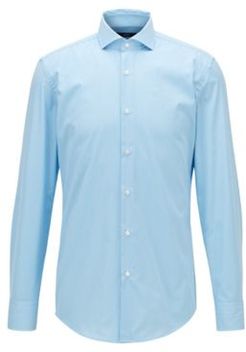 HUGO BOSS - Slim Fit Shirt In Striped Easy Iron Cotton - Turquoise