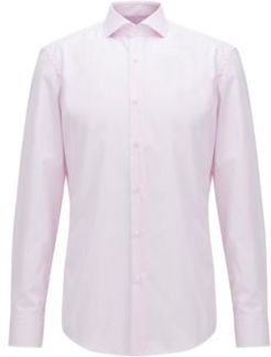 HUGO BOSS - Slim Fit Shirt In Striped Easy Iron Cotton - light pink