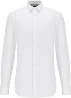 HUGO BOSS - Slim Fit Shirt In Dobby Cotton With Double Cuffs - White