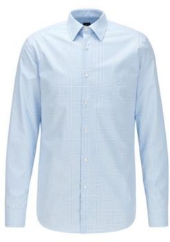 HUGO BOSS - Slim Fit Shirt In Vichy Check Non Iron Cotton - Light Blue