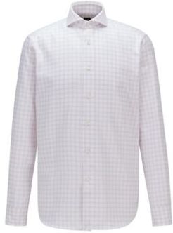 HUGO BOSS - Regular Fit Shirt In Glen Check Italian Cotton - Pink