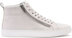 BOSS - Zip Detail High Top Sneakers In Nubuck Leather - Light Grey