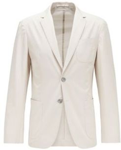 HUGO BOSS - Slim Fit Jacket In Midweight Cotton And Patched Pockets - White