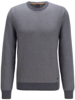 HUGO BOSS - Regular Fit Sweater In A Cotton Kapok Blend - Grey