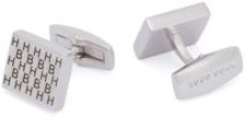 HUGO BOSS - Square Cufflinks In Brass With Etched Monograms - Silver