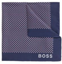 HUGO BOSS - Italian Made Silk Pocket Square With New Season Print - Dark Blue