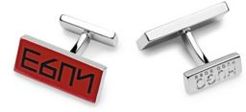BOSS - Rectangular Cufflinks In Polished Metal With New Season Logo - Red