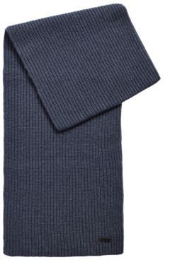 HUGO BOSS - Garment Dyed Scarf With Chunky Knit Structure - Dark Blue