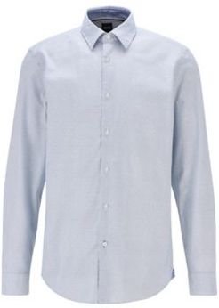 HUGO BOSS - Regular Fit Long Sleeved Shirt In Oxford Cotton - Dark Blue