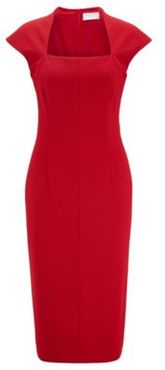 HUGO BOSS - Cap Sleeve Dress In Stretch Jersey With Houndstooth Pattern - Red