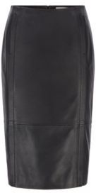 HUGO BOSS - Leather Pencil Skirt With Feature Seaming And Concealed Zip - Black