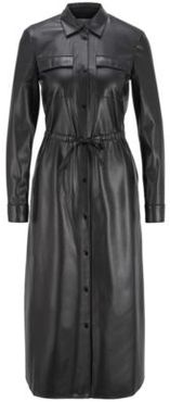 HUGO BOSS - Long Sleeved Shirt Dress In Faux Leather - Black